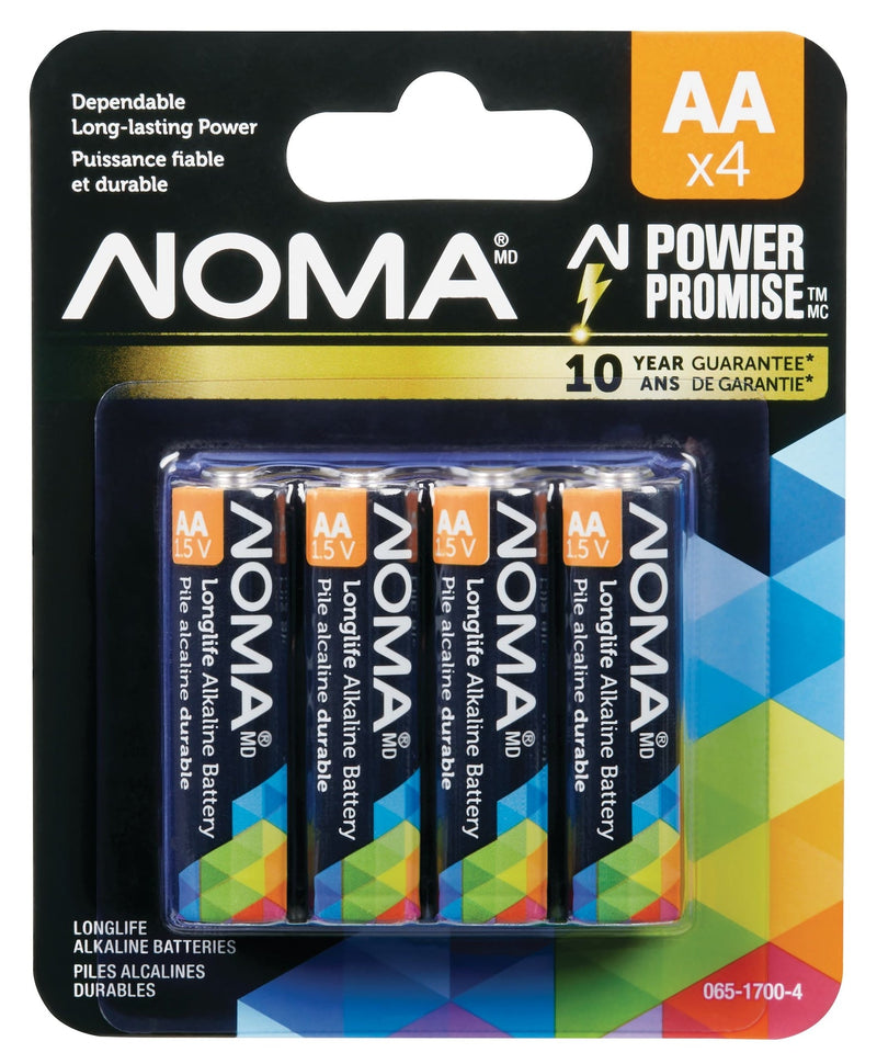 NOMA 4-pk AA Alkaline Batteries, Long Lasting, All Purpose P7