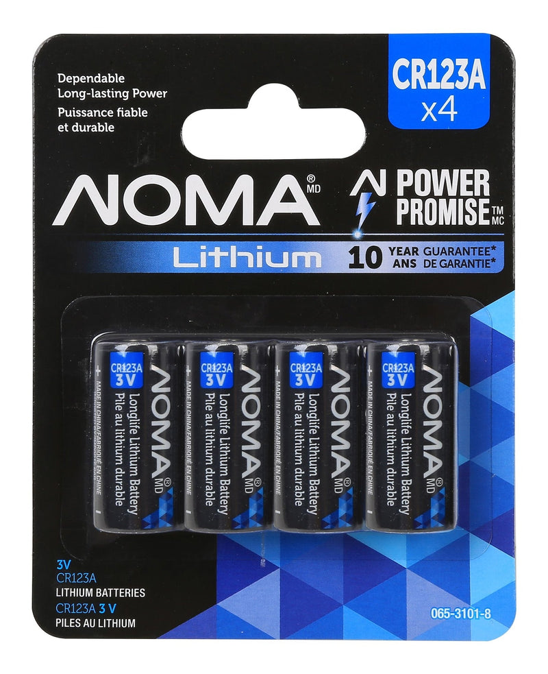 NOMA 4-pk CR123 3V / 3 Volt Lithium Photo Batteries, Long Lasting L6