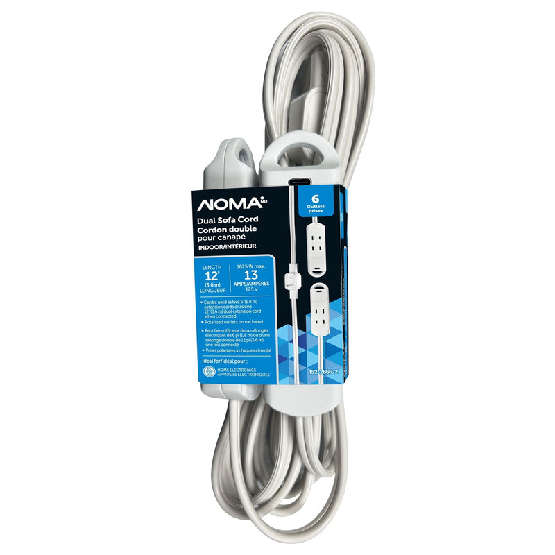 NOMA 6-ft 13A 6-Outlet/1-USB-C White Indoor Twin Extension Cord G7