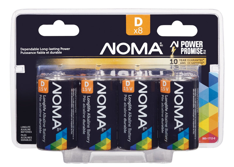 NOMA 8-pk D Alkaline Batteries, Long Lasting B6