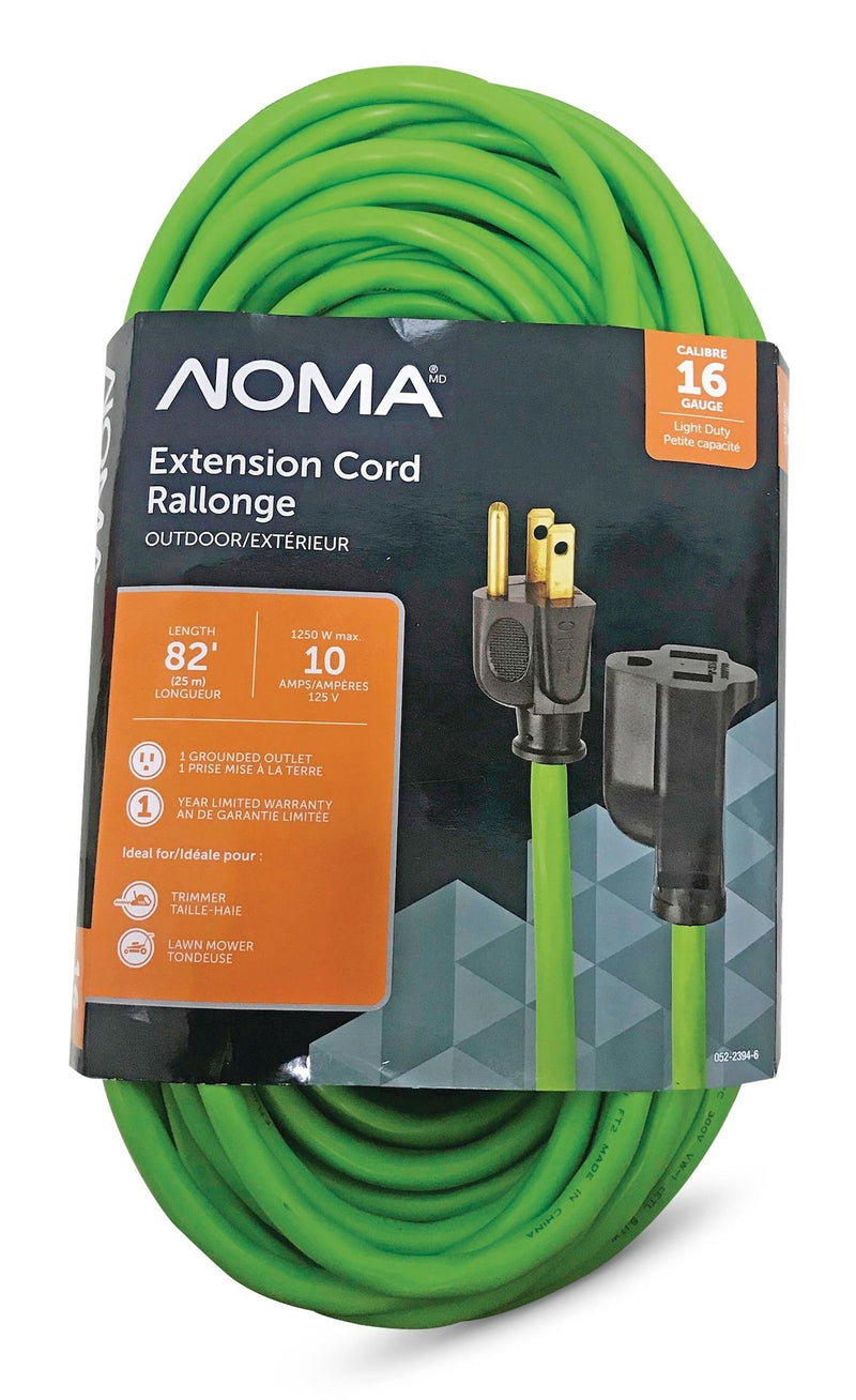NOMA 82-ft 16/3 Outdoor Extension Cord with Grounded Outlet, Lime Green K8