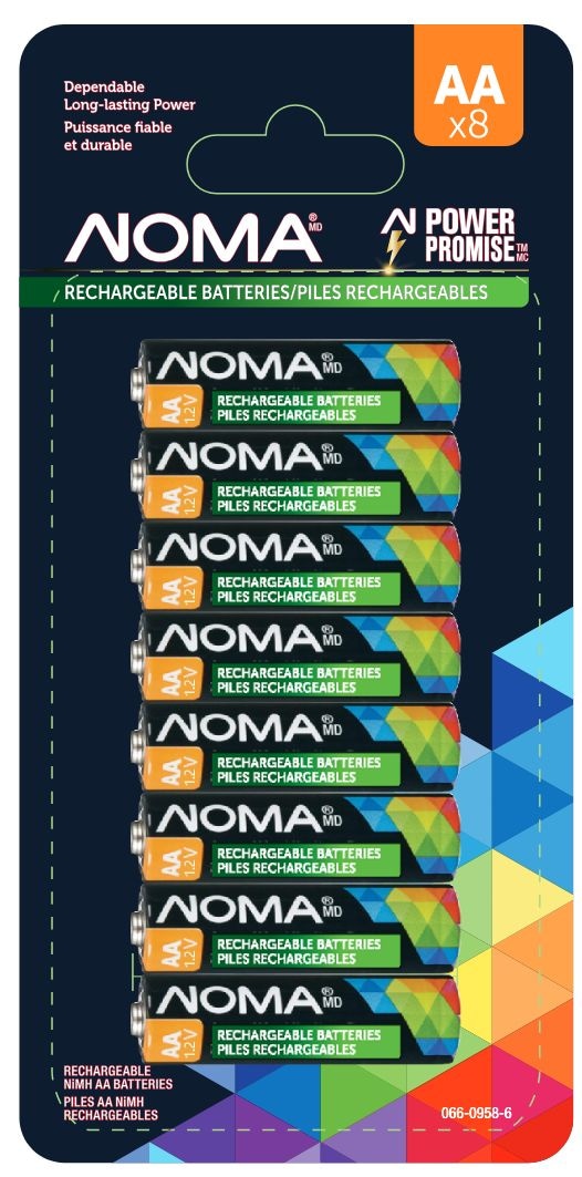 Noma AA Ni-MH Rechargeable Battery, 8-pk U6