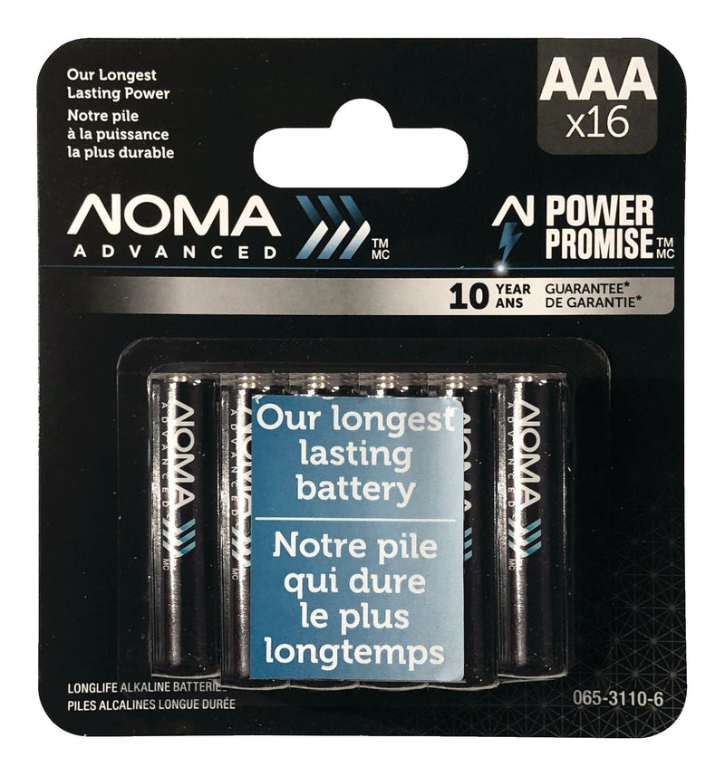 NOMA Advanced 16-pk AAA Alkaline Batteries, Long Lasting, All Purpose R5