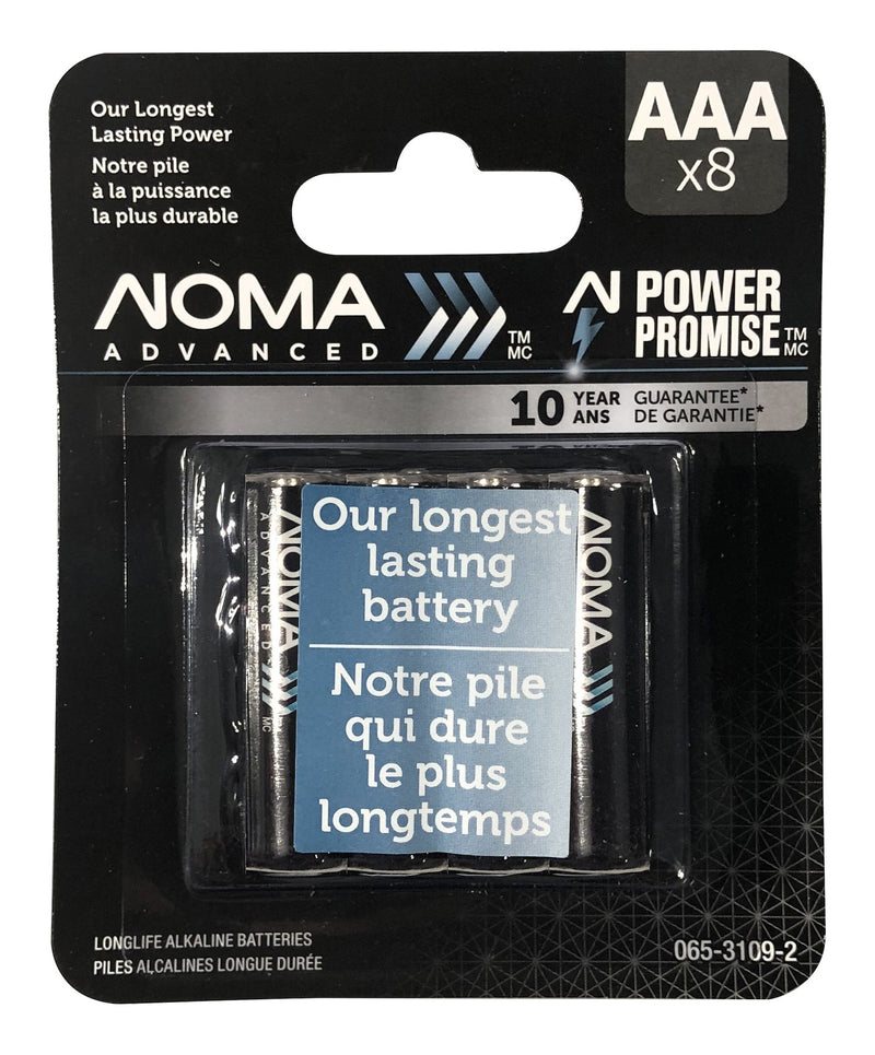 NOMA Advanced 8-pk AAA Alkaline Batteries, Long Lasting, All Purpose V1