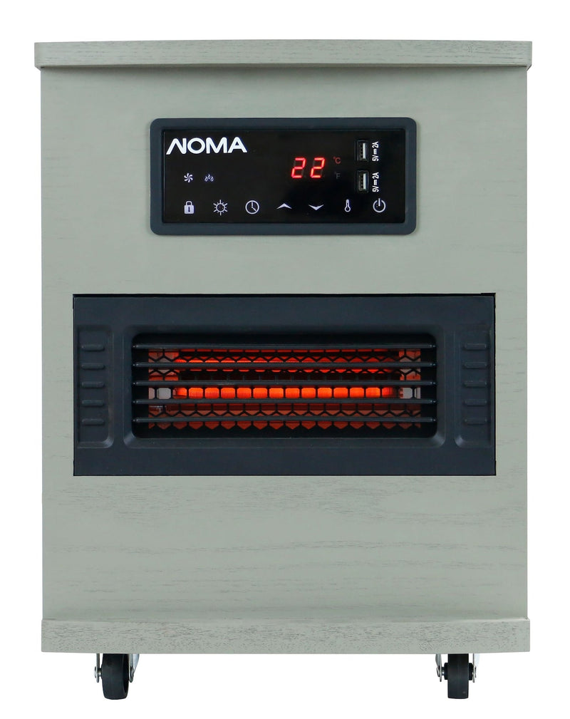 NOMA Ashwood Infrared Wood Cabinet Heater with Remote Control and Thermostat, Grey G8