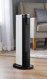 NOMA Digital Tower Ceramic Heater withRemote Control & Thermostat, 1500W, White, 24-in