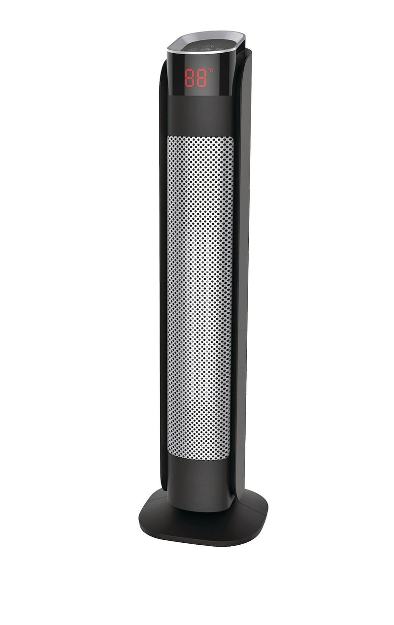 NOMA Oscillating Tower Ceramic Heater withRemote Control & Thermostat, 1500W, Black, 24-in A2