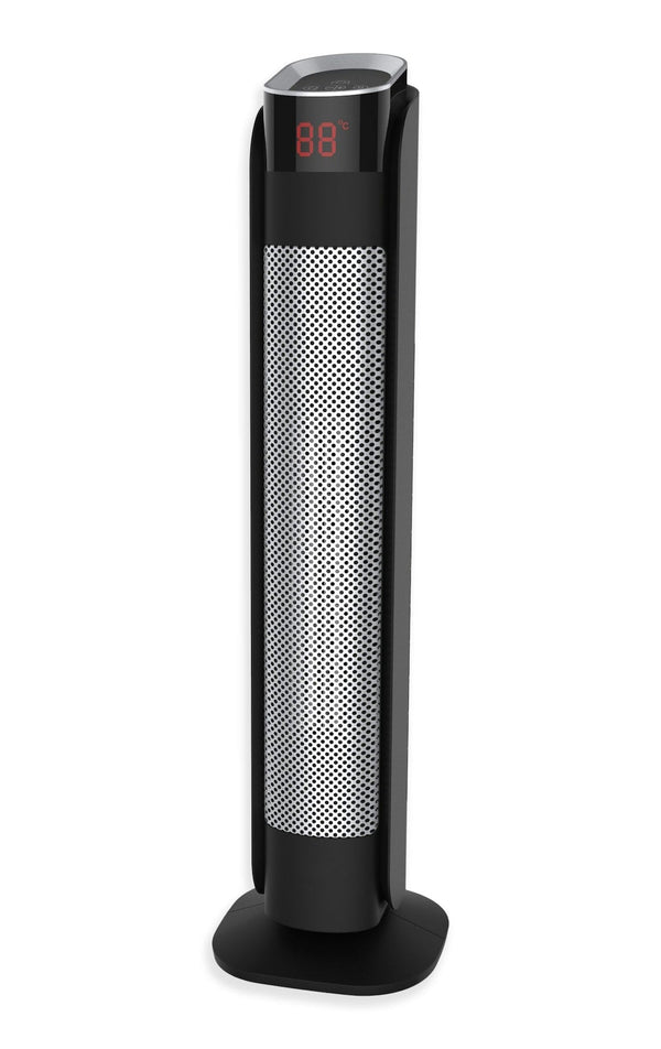 NOMA Oscillating Tower Ceramic Heater withRemote Control & Thermostat, 1500W, Black, 30-in Q6