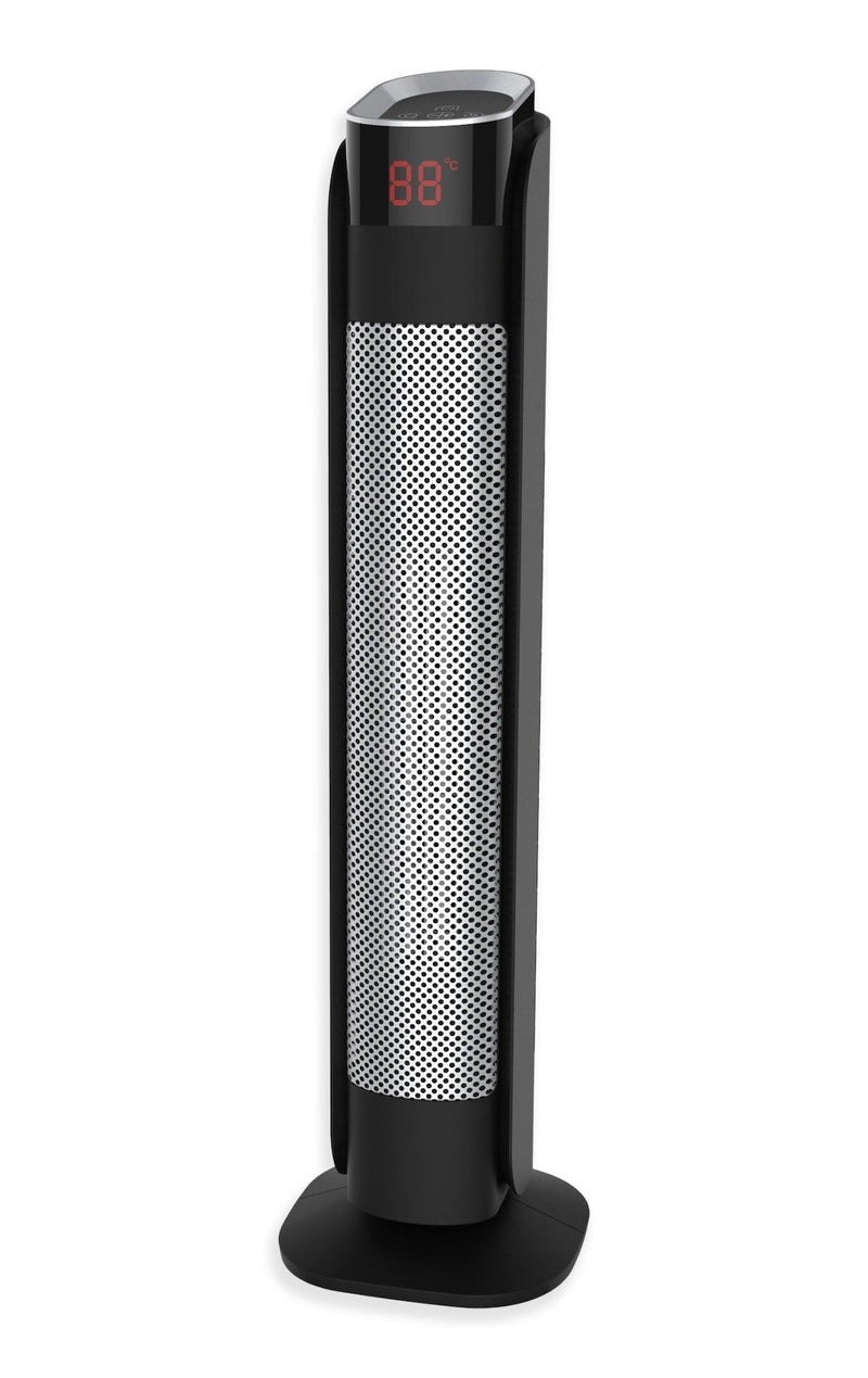 NOMA Oscillating Tower Ceramic Heater withRemote Control & Thermostat, 1500W, Black, 30-in Q6