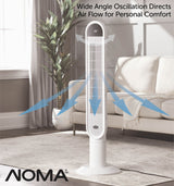 NOMA Oscillating Tower Fan, Remote Control, 3-Speed, White, 45-in