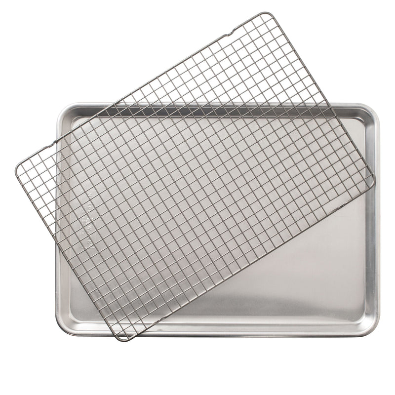 Nordic Ware Naturals Aluminum Half-Sheet with Oven-Safe Nonstick Grid, 2-pc O0