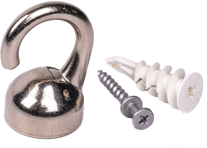 OOK Elephant Ceiling Hook, 360 Swivels, Tool-Free, 100-lb Capacity, Nickel-Finish, 1-pk M1