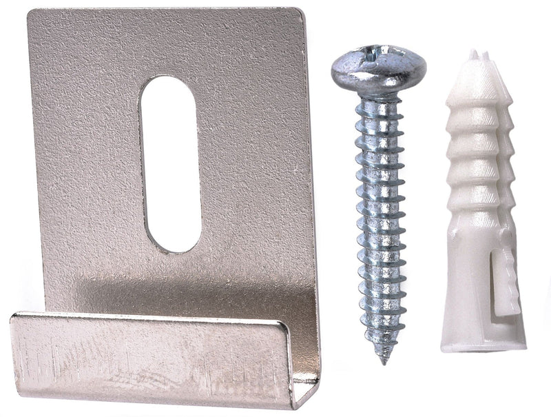 OOK Wide-Channel Mirror Clip, For Frameless Mirrors, Steel Construction, 20-lb Capacity, Silver, 4-pk V7