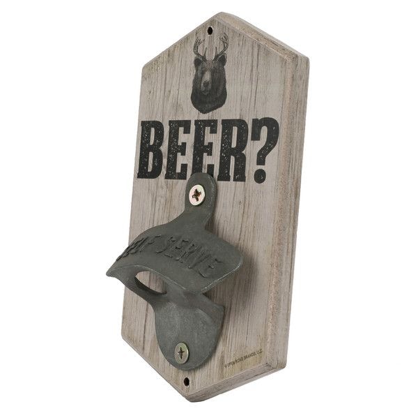 Open Road Brands "Beer" Bear Decorative Bottle Opener, Wood/Metal, Brown N4