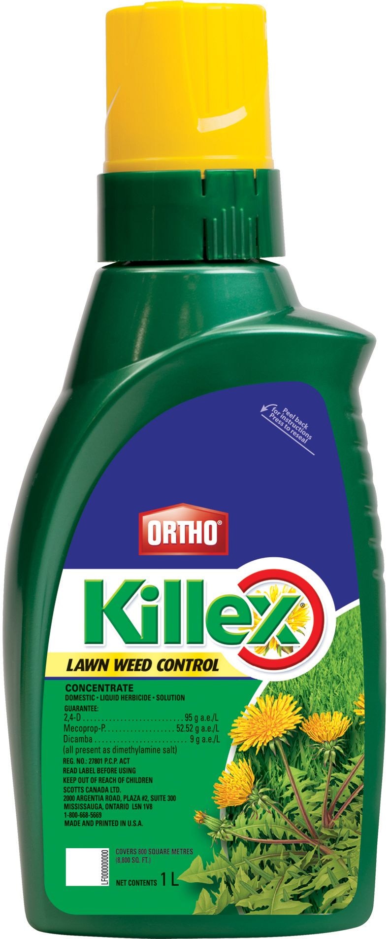 Ortho Killex Liquid Lawn Weed Killer Concentrate, Herbicide, 1-L J4