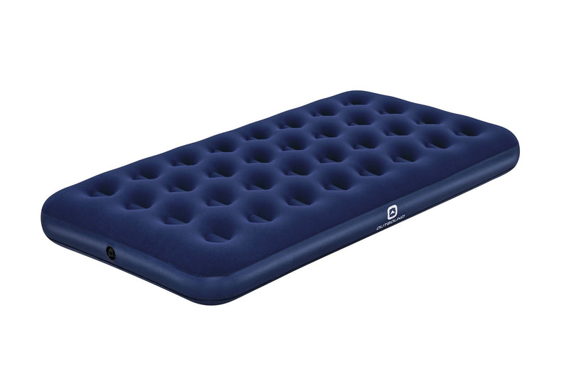 Outbound Flocked Top Twin Single-High Inflatable Air Mattress/Airbed with Repair Kit, Blue N3