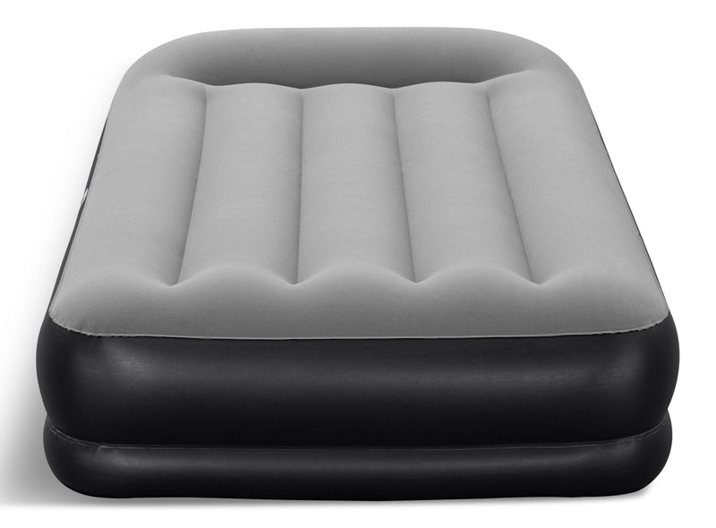 Outbound Tritech Double High Flocked Airbed, Twin, Grey, 75x38x14-in F7