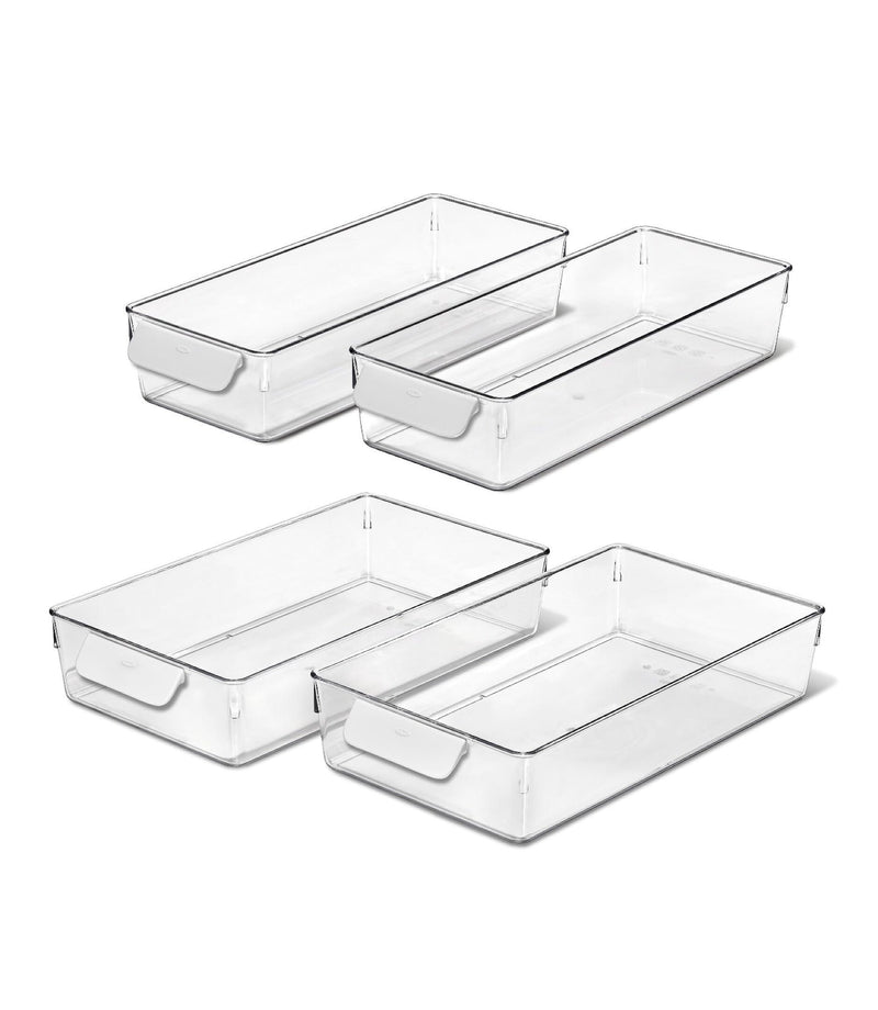 OXO Good Grips 4-Piece Refrigerator Storage Bin Set, Clear A9