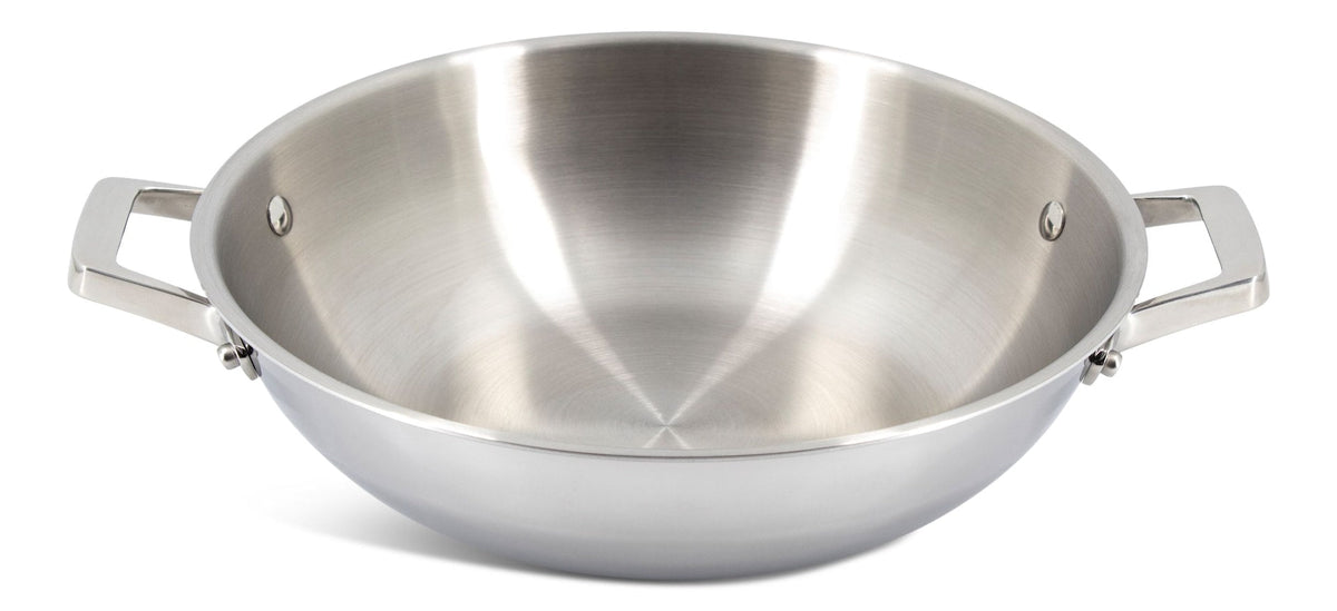 PADERNO 3-Ply Clad Stainless Steel Wok, 32-cm