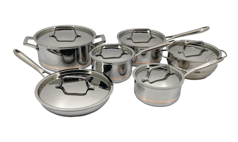 PADERNO 5-Ply Copper Core Stainless Steel Cookware Set, Oven Safe, 12-pc W3