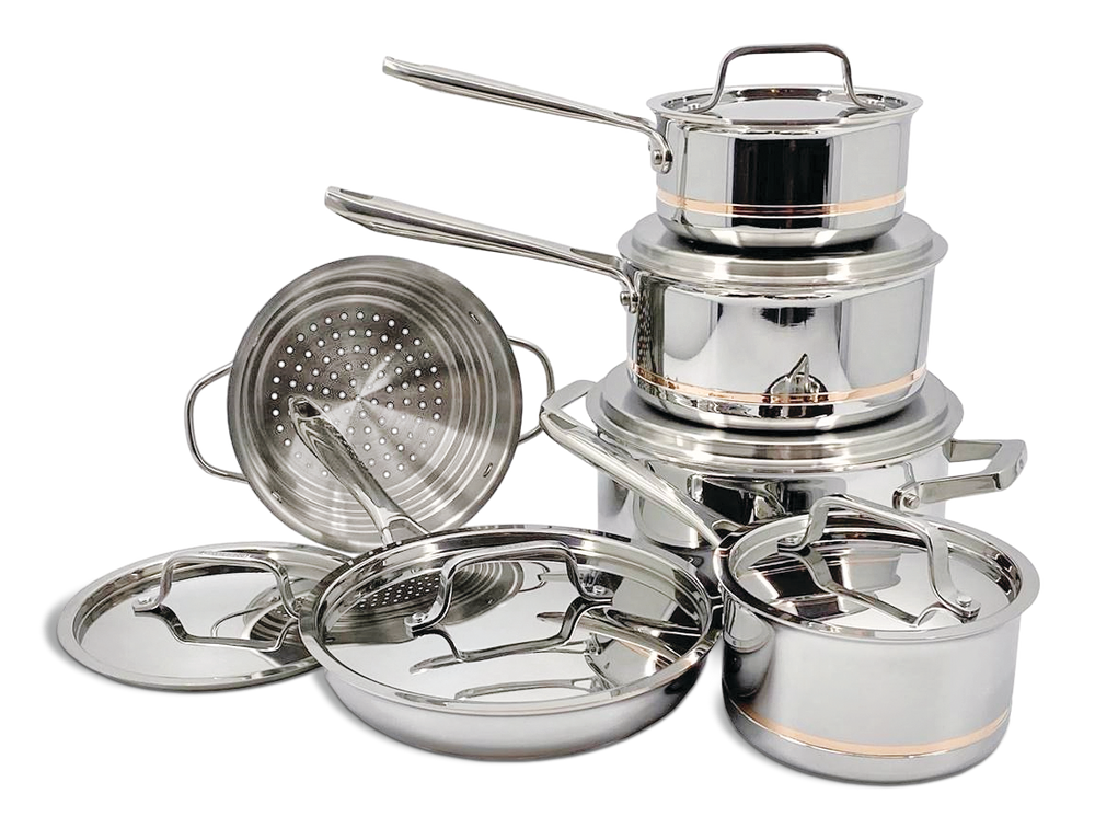 PADERNO 5-Ply Copper Core Stainless Steel Cookware Set, Oven Safe, 12-pc