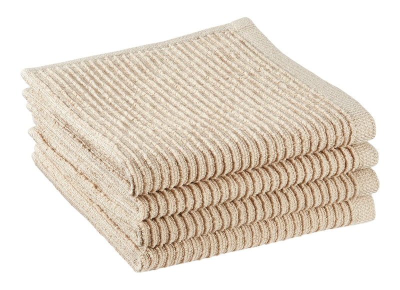 PADERNO All-Purpose Ribbed Cotton Terry Square Dish Cloths, Beige, 4-pk W0