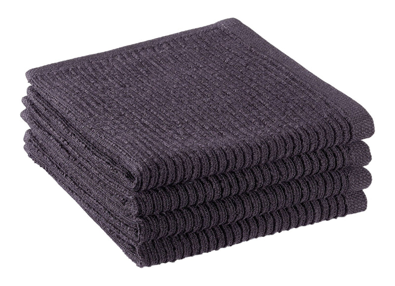 PADERNO All-Purpose Ribbed Cotton Terry Square Dish Cloths, Black, 4-pk E8