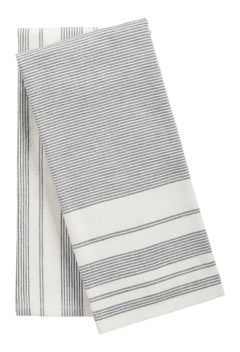 PADERNO All-Purpose Striped Cotton Terry Kitchen Towels, Grey, 2-pk O0