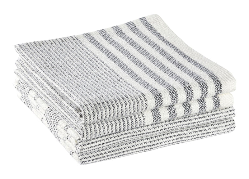PADERNO All-Purpose Striped Cotton Terry Square Dish Cloths, Grey, 4-pk T3