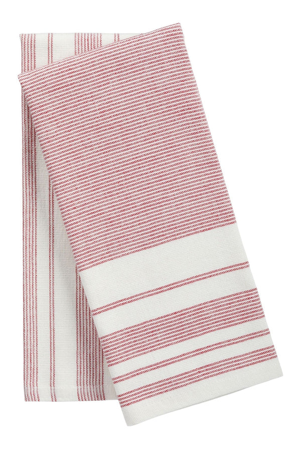 PADERNO All-Purpose Striped Flatweave Terry Kitchen Towels, Red, 2-pk N8