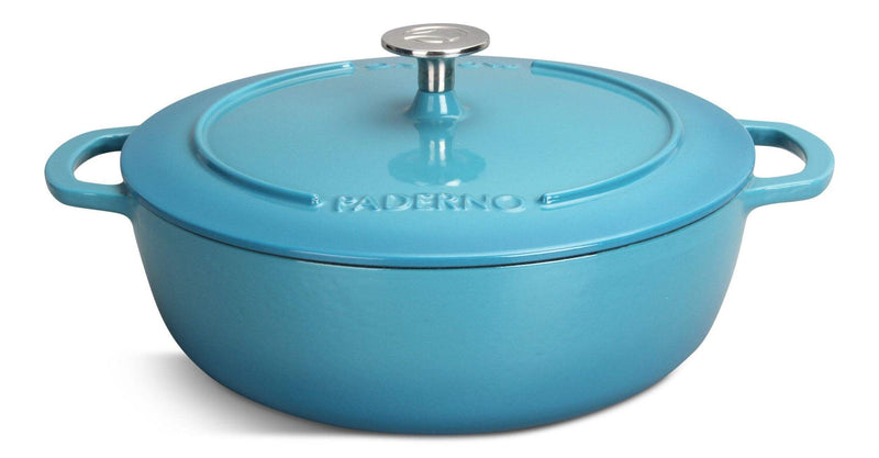 PADERNO Braiser, Durable Cast Iron, Oven Safe, Atlantic Blue, 5-qt U4