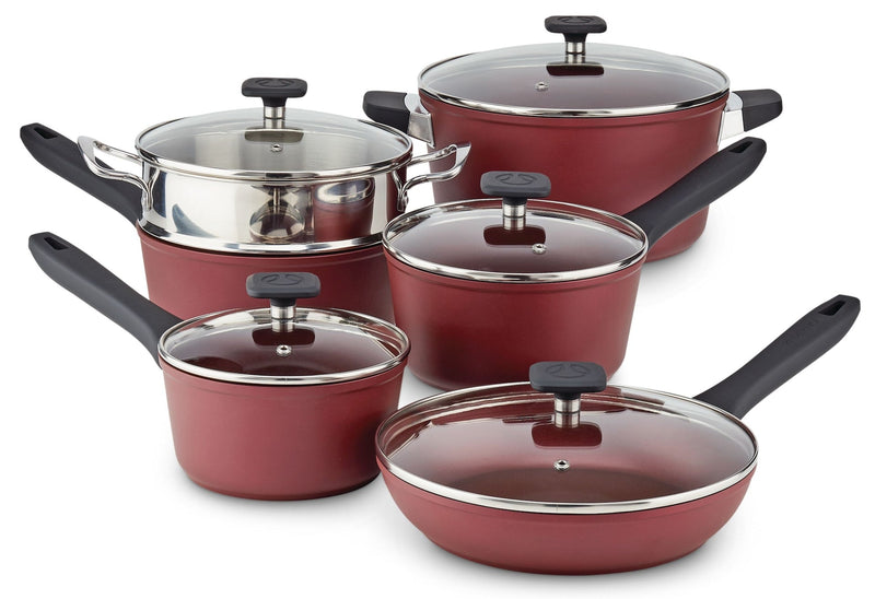 PADERNO Classic Cookware Set, Non-Stick, Maroon, 11-pc V1