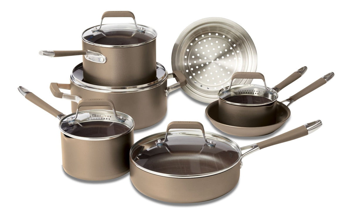 PADERNO Classic Cookware Set, Non-Stick, PFOA-Free, Oven Safe, Champagne Bronze, 12-pc