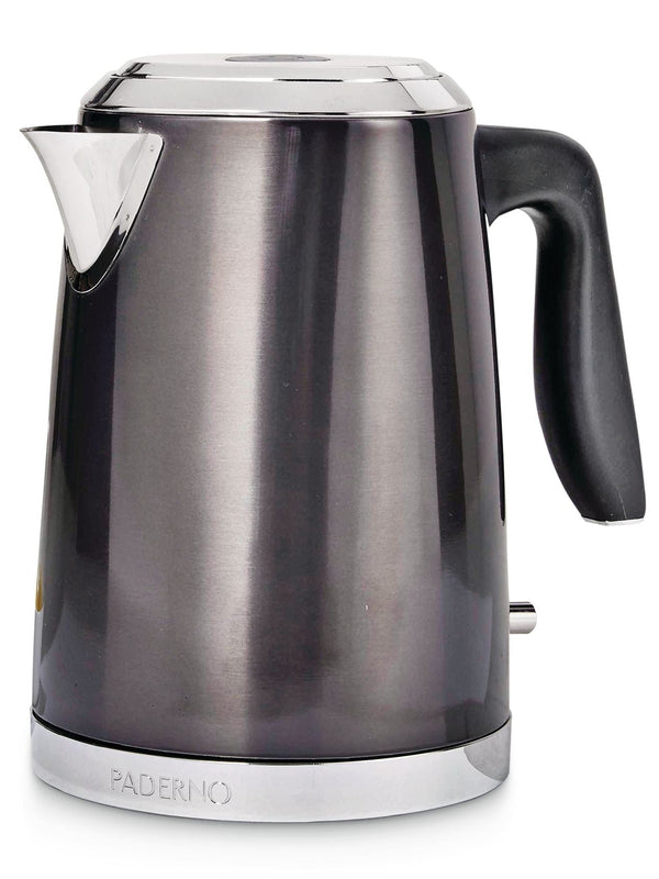 PADERNO Cordless Electric Kettle with Auto Shut Off, Black Stainless Steel, 1.7L G0