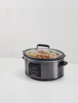 PADERNO Digital Programmable Slow Cooker, Black Stainless Steel, 6qt
