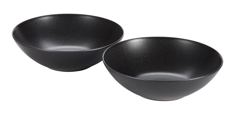Paderno Dorset Large Coupe Stoneware Bowl Set, Oven Safe, 2-pk, Black Reactive V3