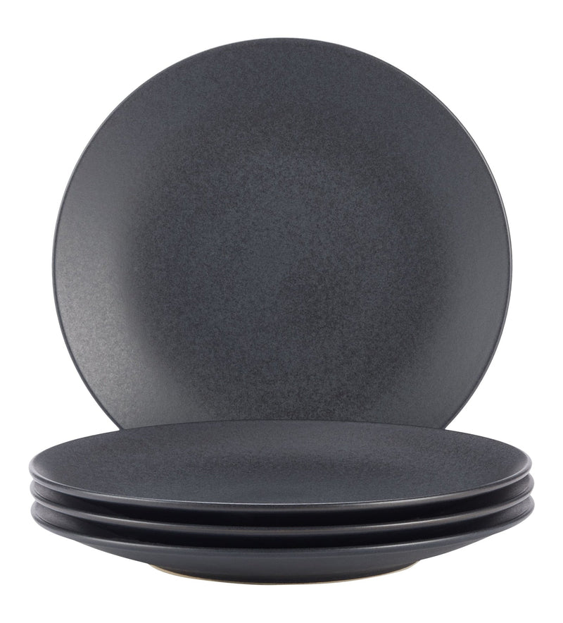 Paderno Dorset Stoneware Dinner Plate Set, Black Reactive, 4-pk, Oven Safe J3