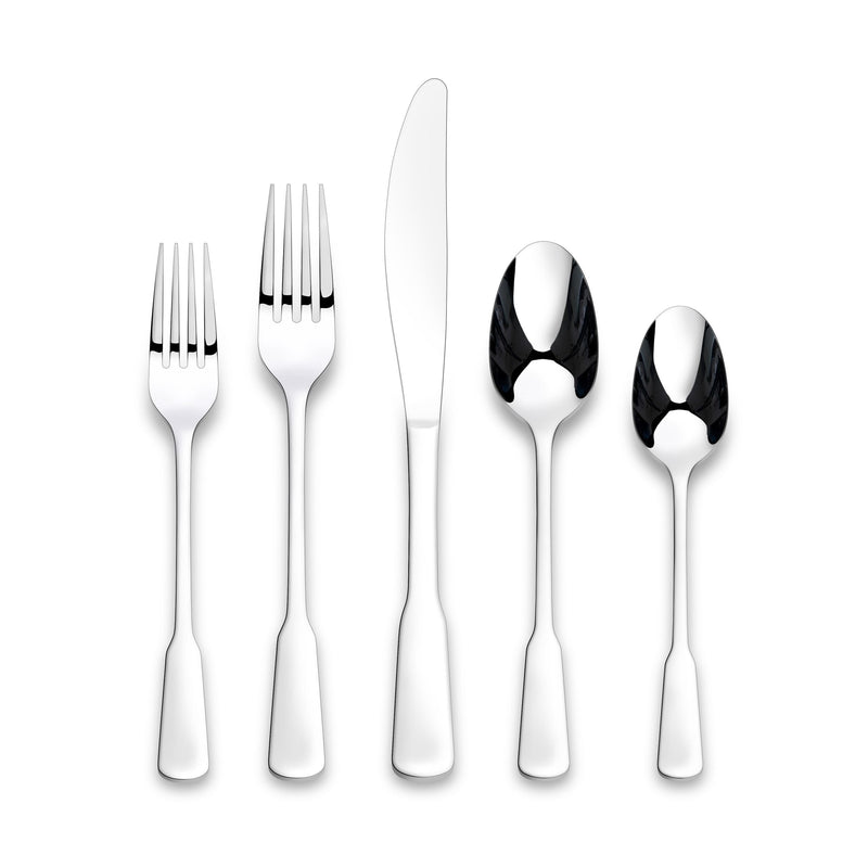 PADERNO Morell Modern Paddle Mirror Finish Stainless Steel Flatware Set, Serves, 20-pc O6