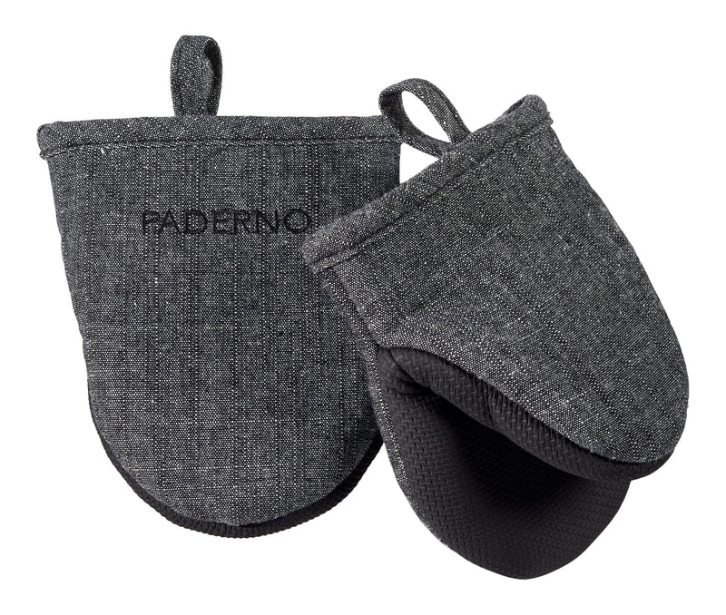 PADERNO Neoprene Palm Mini Mitts, Black Chambray, One-Size, 2-pk P5