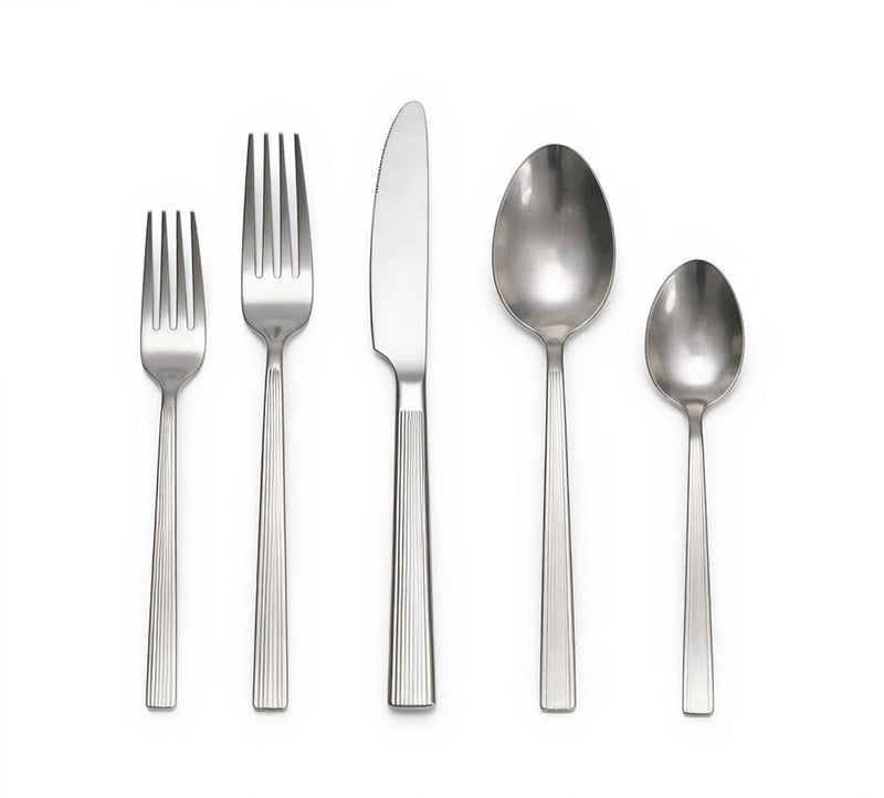 PADERNO Pinette Refined Rib Mirror Finish Stainless Steel Flatware Set, Serves 12, 60-pc S6