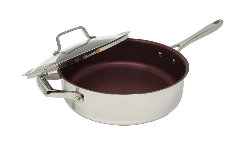 PADERNO Professional Non-Stick Clad Jumbo Cooker, Burgundy, 5-L F8