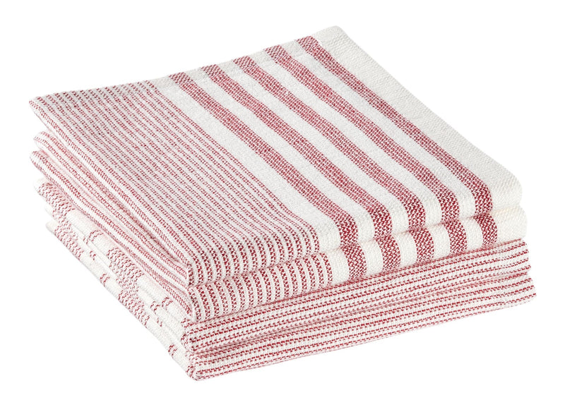 PADERNO Striped Cotton Terry Square Dish Cloths, Red, 4-pk T0
