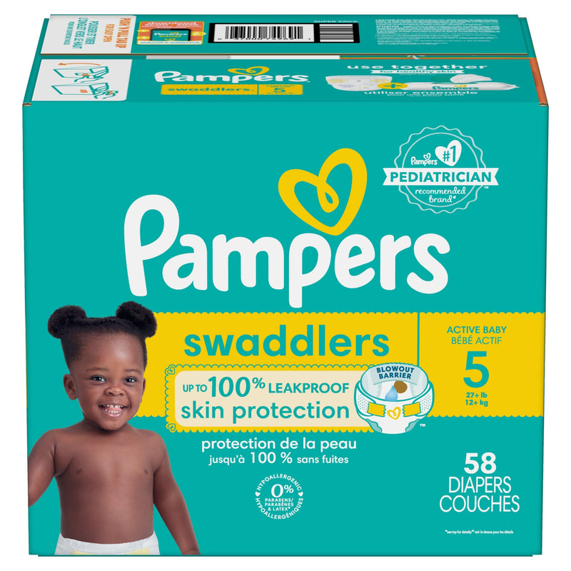 Pampers Swaddler Size 5 Leak-Free Baby Diapers, 55-pc W1