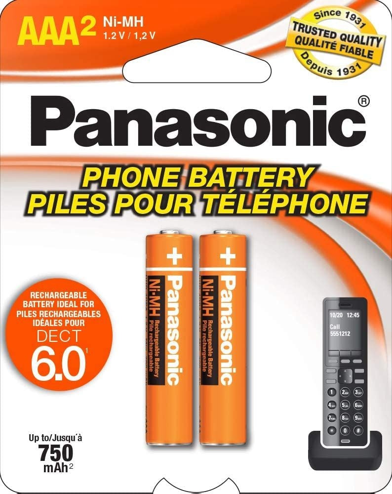 Panasonic Rechargeable AAA Battery for Cordless Phones (HHR4DPA2BA) B1