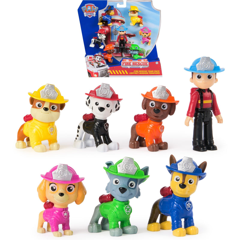 PAW Patrol Fire Rescue Team Pack Playset with 7 Collectible Figures, Ages 3+ A2