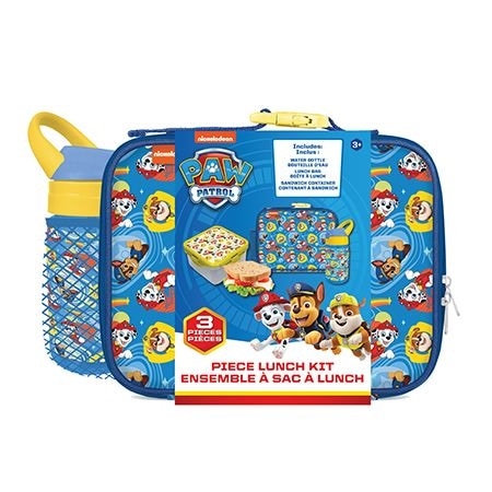 Paw Patrol Kids' Insulated Soft Lunch Bag Set with Food Container, Blue, 3-pc E1
