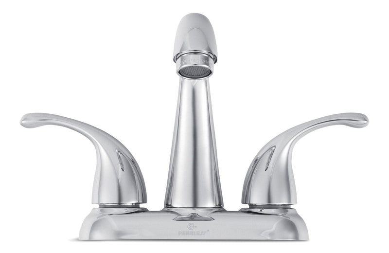 Peerless Double Handle Rigid Spout 4-in Centreset Bathroom Sink Faucet with Pop-Up Drain, Chrome J6
