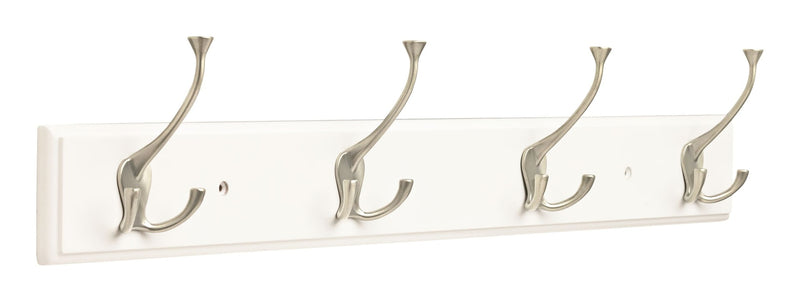Peerless Stainless Steel 4-Tri Hook Rail, White/Silver, 27-in X4