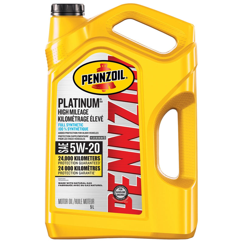 Pennzoil Platinum High Mileage 5W20 Synthetic Engine/Motor Oil, 5-L I8