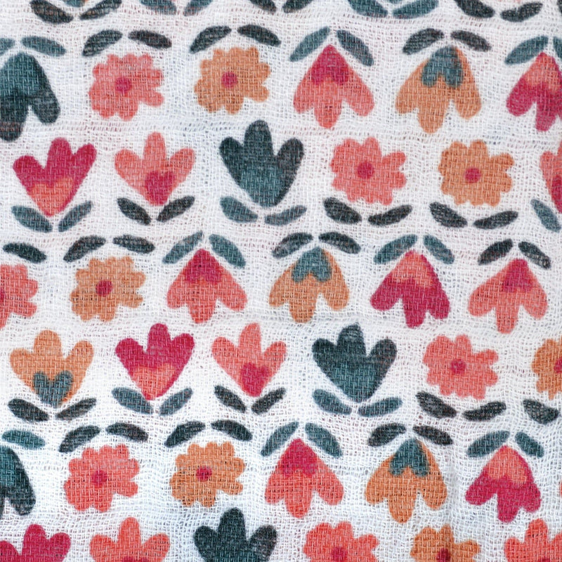 Perlimpinpin Cotton Muslin Baby Swaddle Blanket, Floral A8